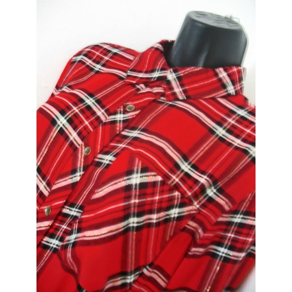 Maurice's Red & Black Flannel L/S Shirt  Sz Medium  ck measurement